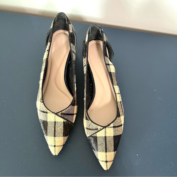 Preston & York Tabitha Black and Tan Plaid Calf Hair Pointed Toe Pumps Size 8 - Picture 6 of 16